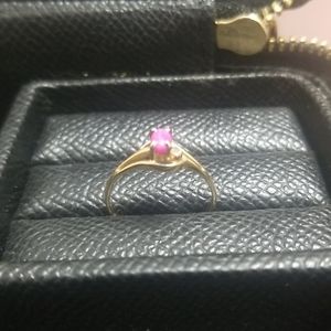 Pink Star sapphire gold ring